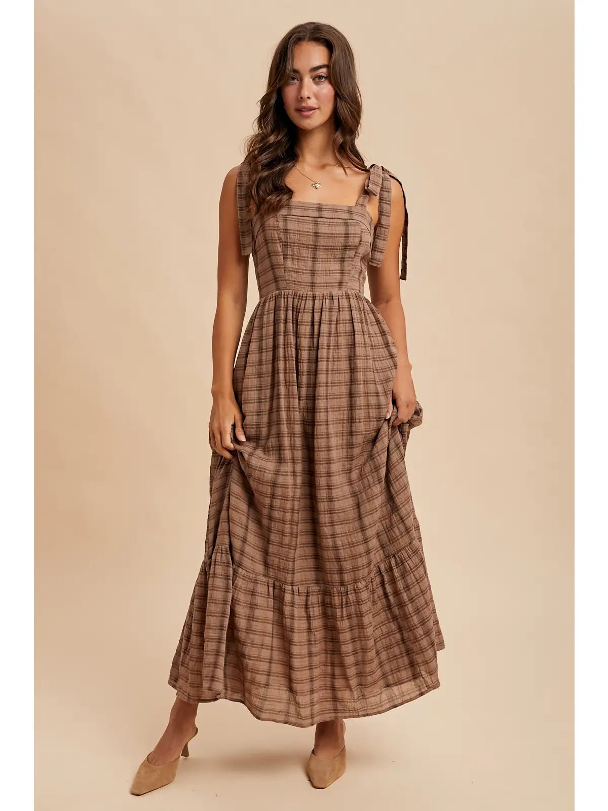 Brownie Tartan Cotton Maxi Dress - She Chester