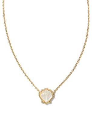 BRYNNE SHELL SHORT PENDANT NECKLACE GOLD IVORY MOTHER OF PEARL - She Chester