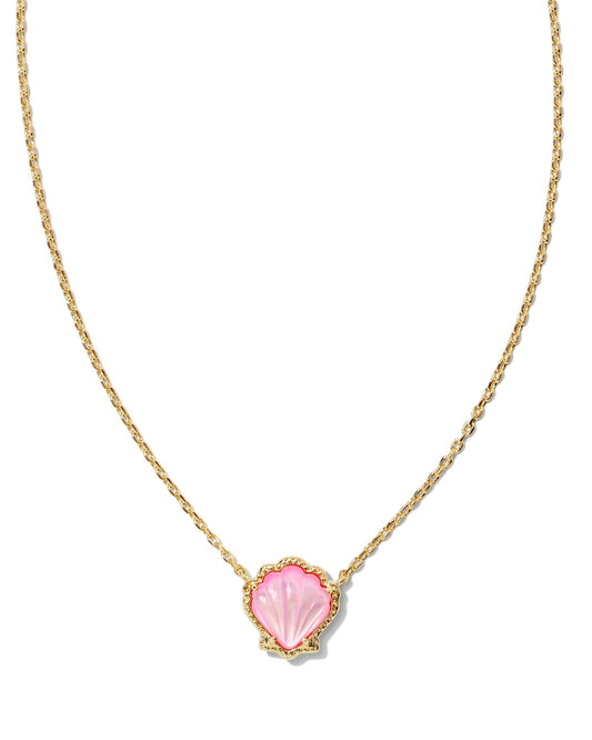 BRYNNE SHELL SHORT PENDANT NECKLACE IN GOLD BLUSH IVORY MOTHER OF PEARL - She Chester