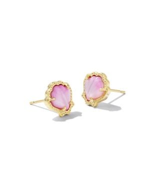 BRYNNE SHELL STUD EARRINGS GOLD BLUSH IVORY MOTHER OF PEARL - She Chester