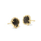Brynne Shell Stud Earrings Gold Golden Obsidian Black - She Chester