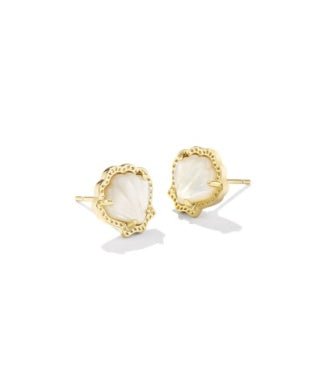 BRYNNE SHELL STUD EARRINGS GOLD IVORY MOTHER OF PEARL - She Chester