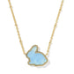 BUNNY SHORT PENDANT NECKLACE GOLD MATTE LIGHT BLUE DICHROIC GLASS - She Chester