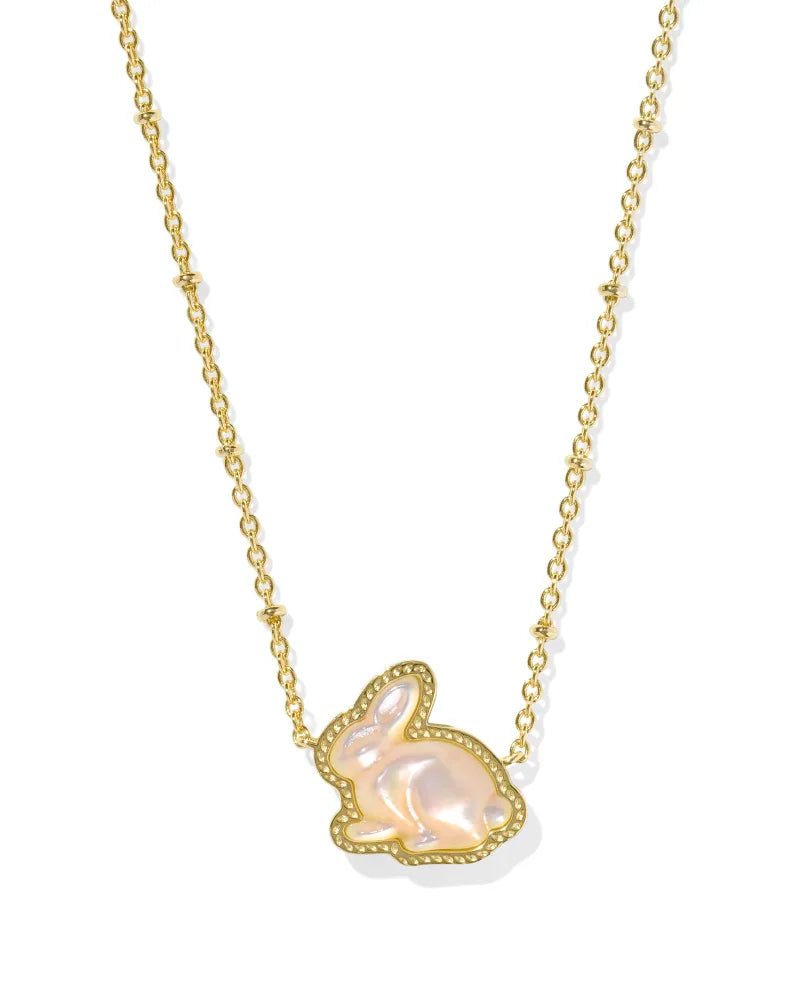 Bunny Short Pendant Necklace Gold Taupe MOP - She Chester