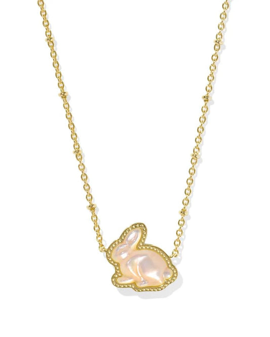 Bunny Short Pendant Necklace Gold Taupe MOP - She Chester
