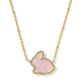 BUNNY SHORT PENDANT NECKLACEGOLD MATTE BLUSH PINK DICHROIC GLASS - She Chester