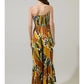Renia Tropical Eve Strapless Smocked Jumpsuit