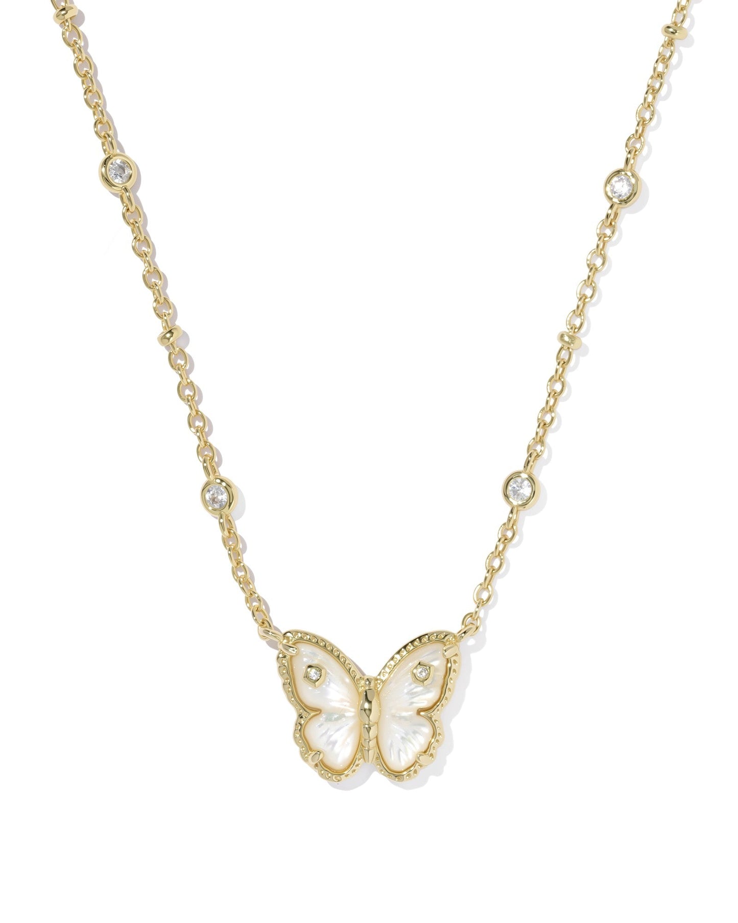 CAILEY BUTTERFLY PENDANT NECKLACE GOLD IVORY MOP - She Chester