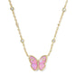 CAILEY BUTTERFLY PENDANT NECKLACE GOLD PINK OPALESCENT RESIN - She Chester