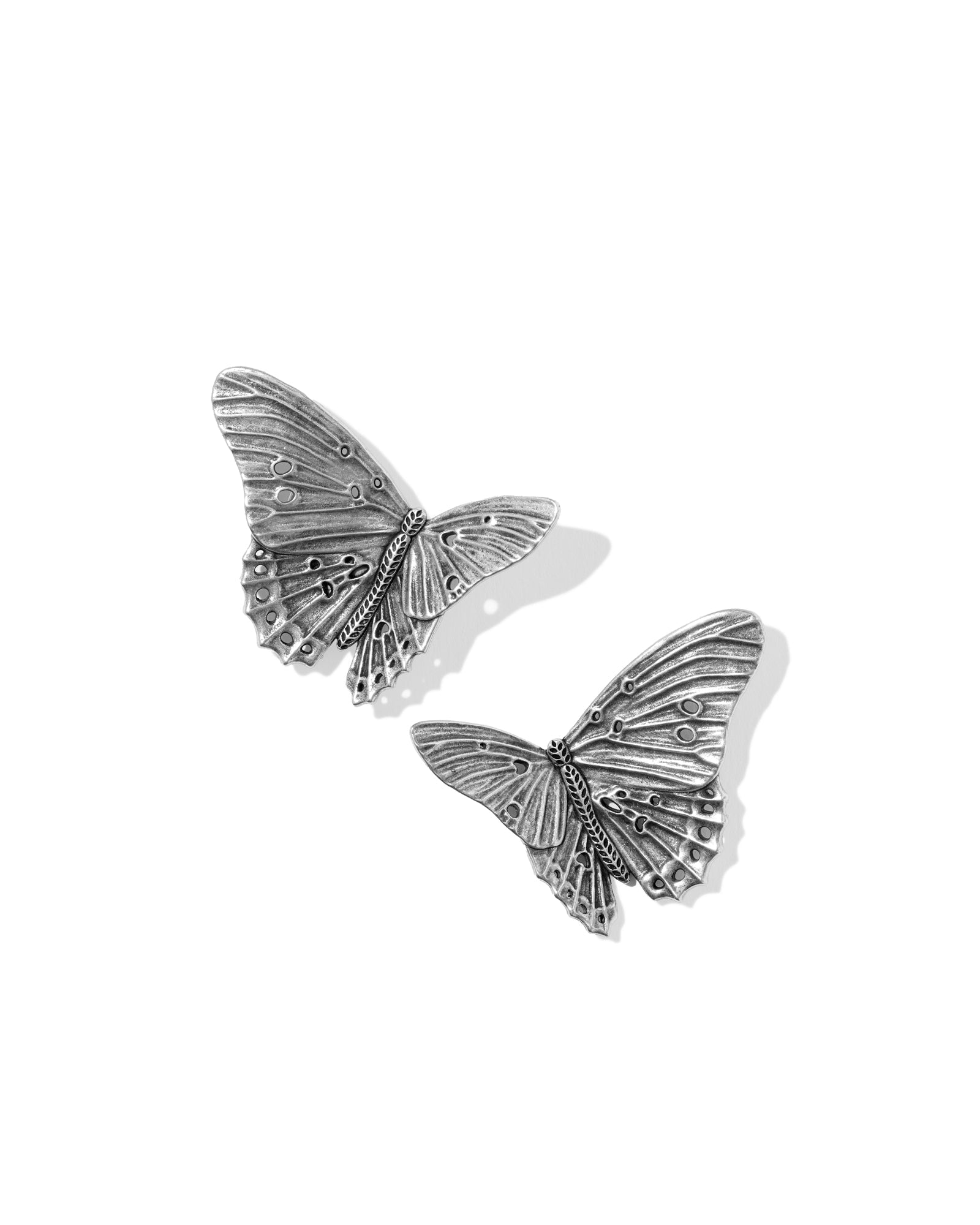 CAILEY BUTTERFLY STATEMENT STUD EARRING VINTAGE SILVER METAL - She Chester