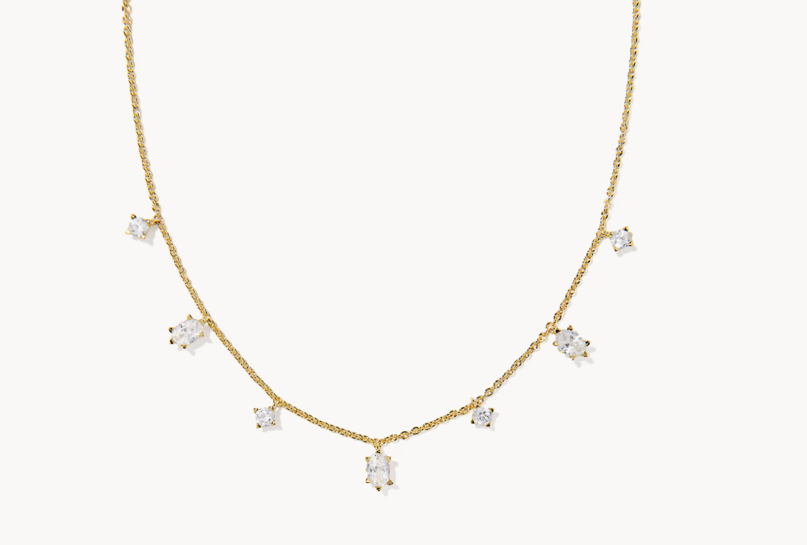 CAILIN DELICATE STRAND NECKLACEGOLD WHITE CZ - She Chester