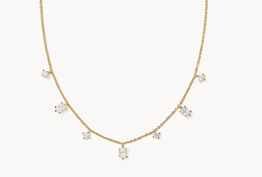 CAILIN DELICATE STRAND NECKLACEGOLD WHITE CZ - She Chester
