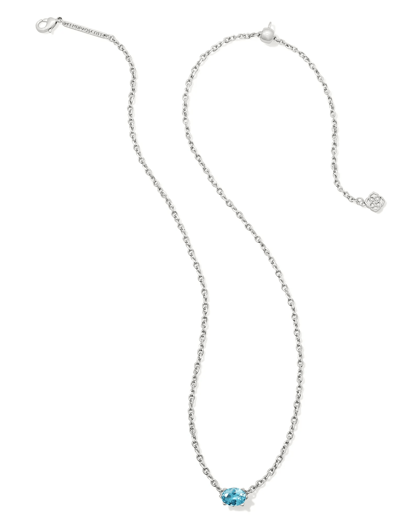 Cailin Pendant Necklace Rhodium Aqua Crystal - She Chester