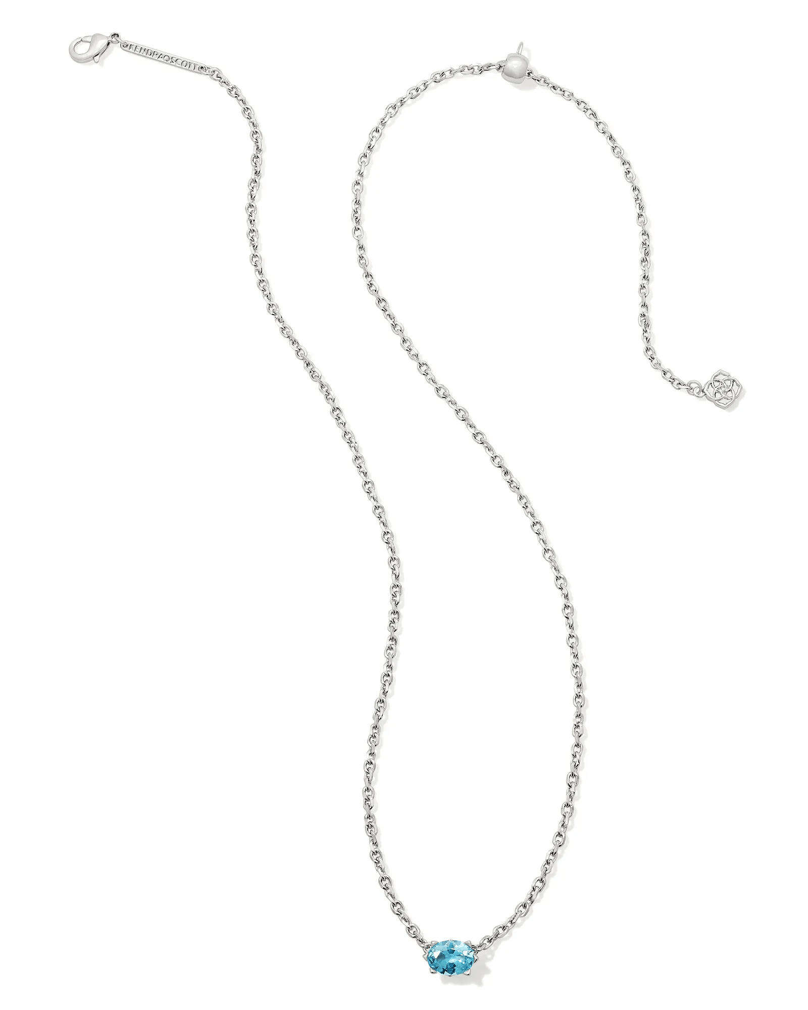 Cailin Pendant Necklace Rhodium Aqua Crystal - She Chester