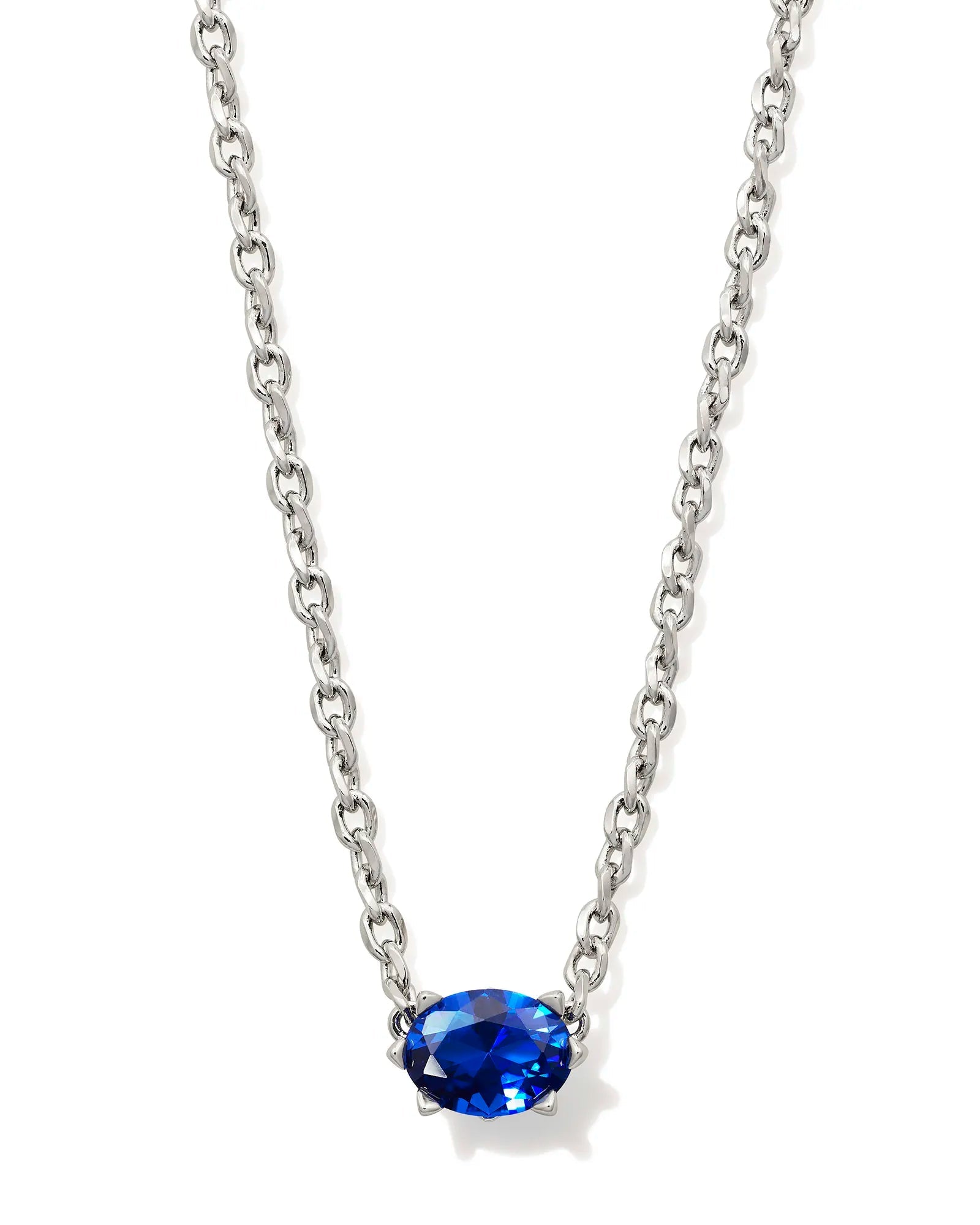 Cailin Pendant Necklace Rhodium Blue Crystal - She Chester