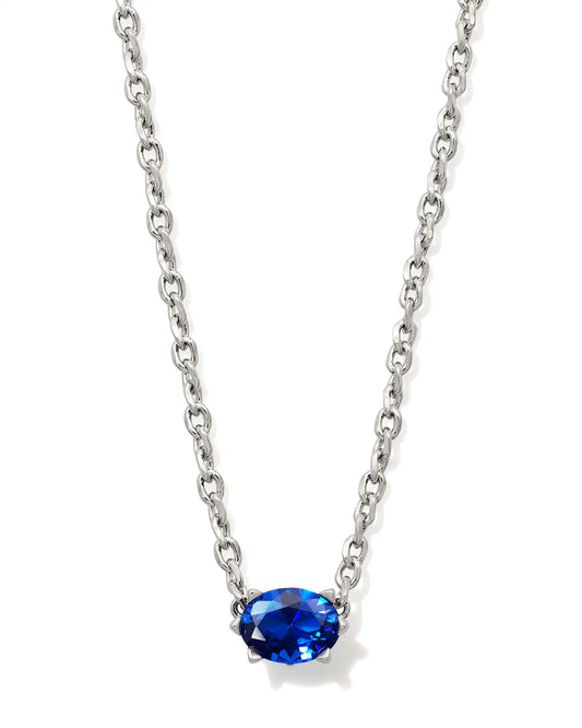 Cailin Pendant Necklace Rhodium Blue Crystal - She Chester