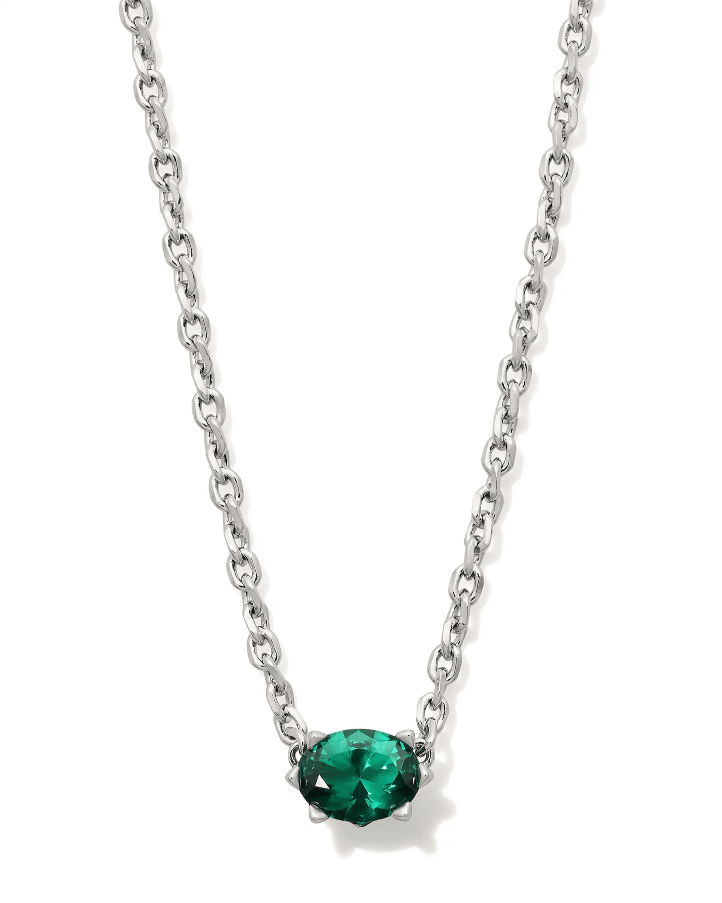 Cailin Pendant Necklace Rhodium Green Crystal - She Chester