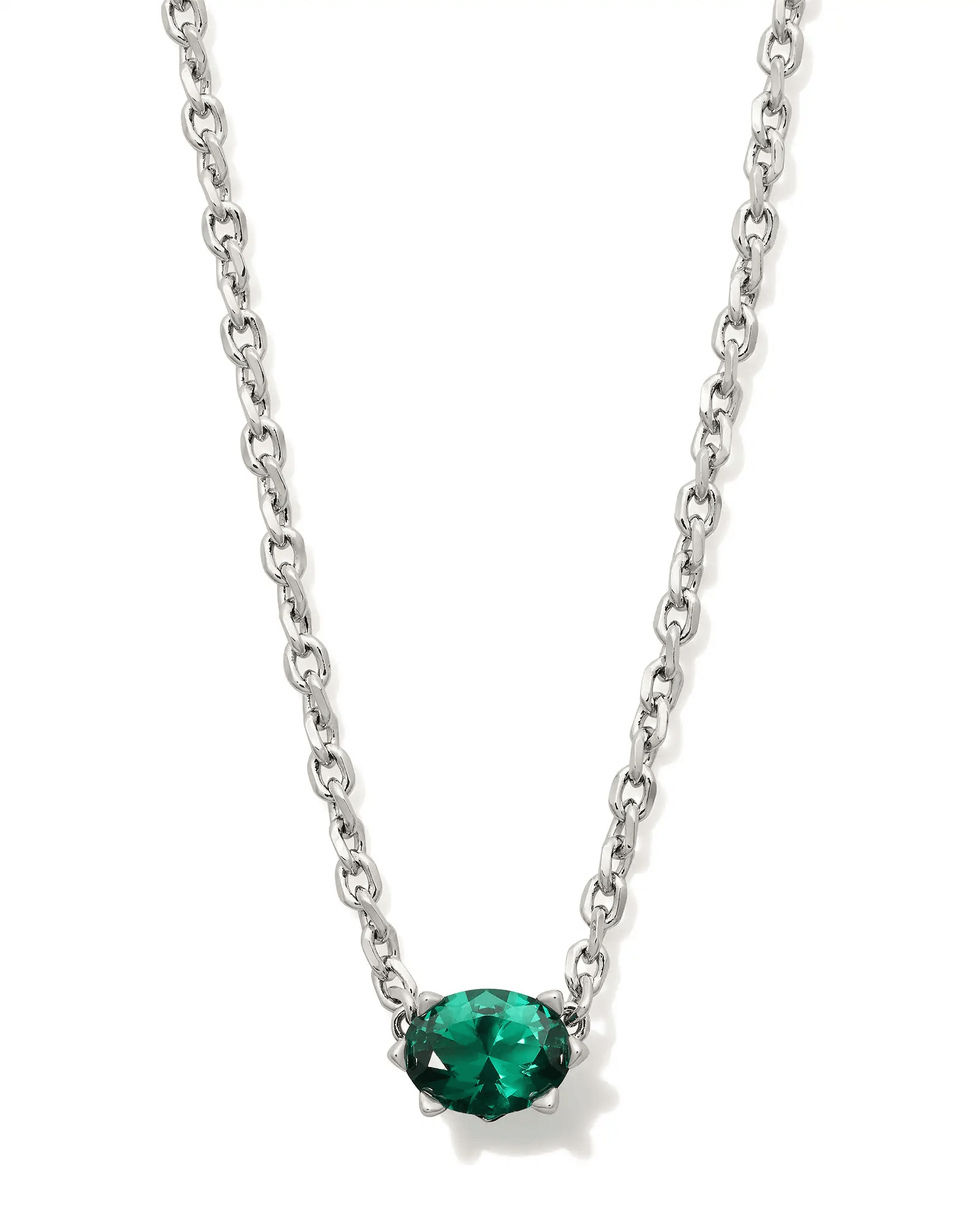 Cailin Pendant Necklace Rhodium Green Crystal - She Chester