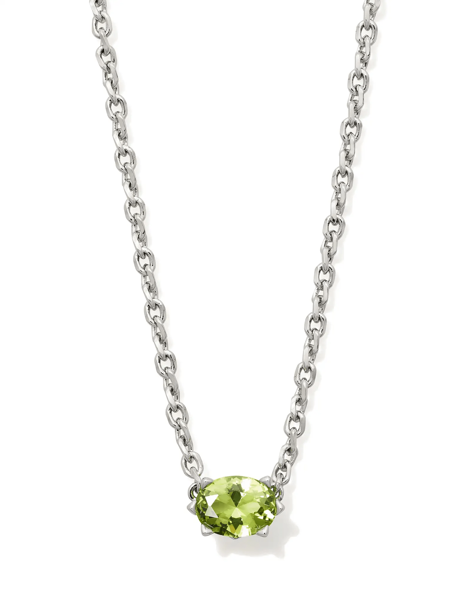 Cailin Pendant Necklace Rhodium Green Peridot Crystal - She Chester