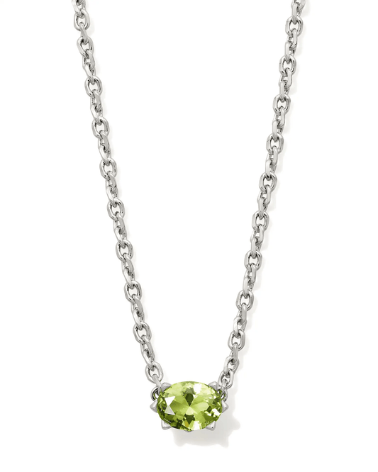 Cailin Pendant Necklace Rhodium Green Peridot Crystal - She Chester