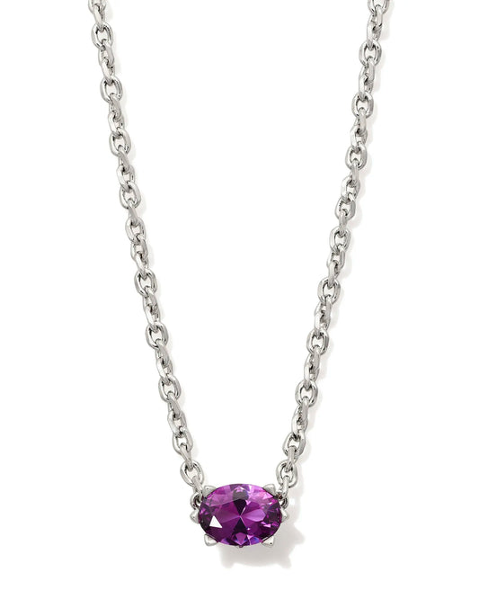 Cailin Pendant Necklace Rhodium Purple Crystal - She Chester