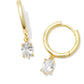 Cailin Single Stone Gold Huggie Earrings in White Crystal - She Chester