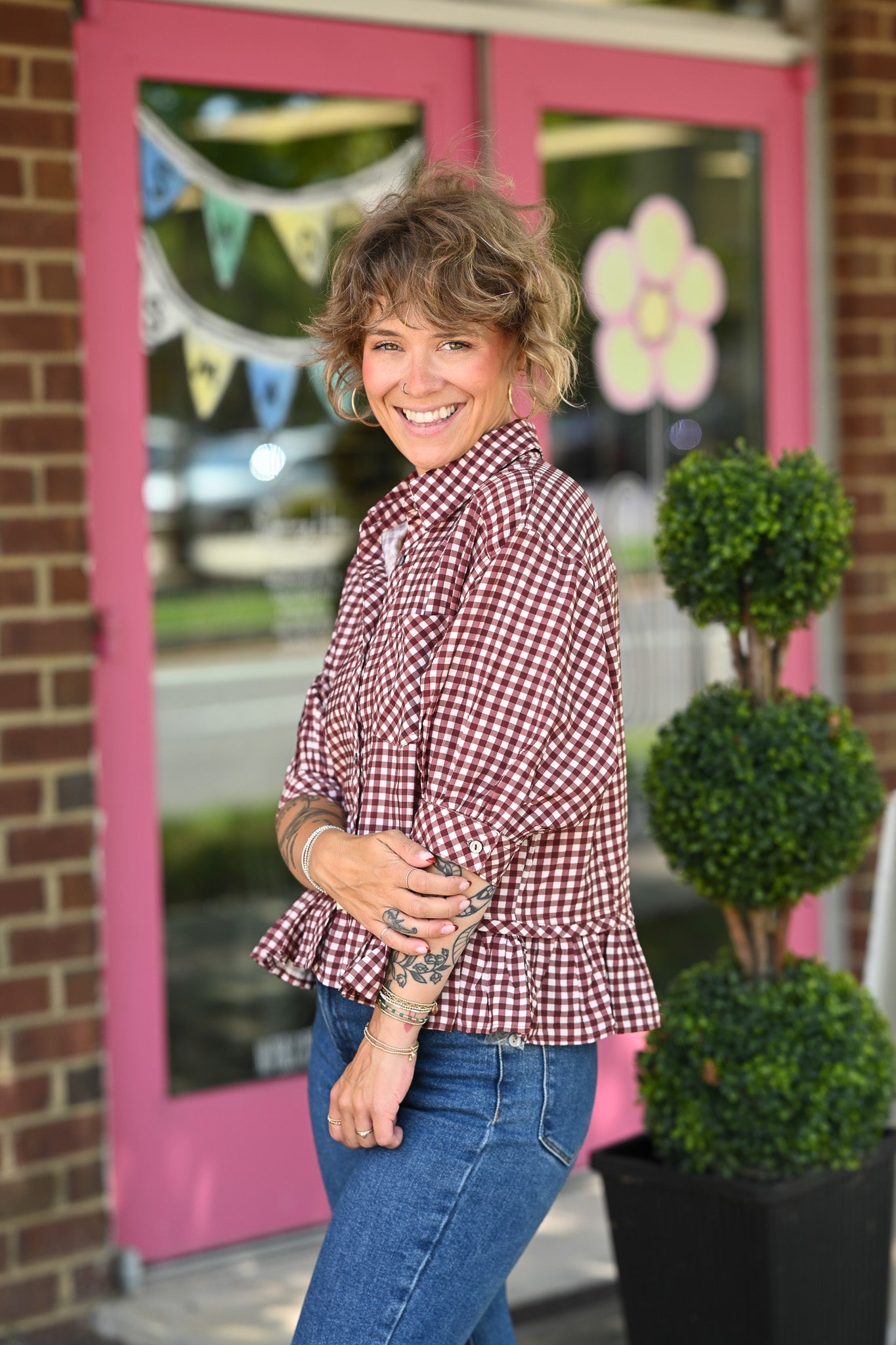 Calla Red Bean Stripe Top - She Chester