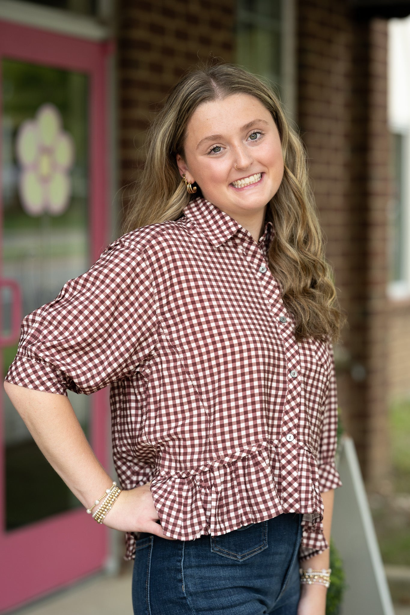 Calla Red Bean Stripe Top - She Chester