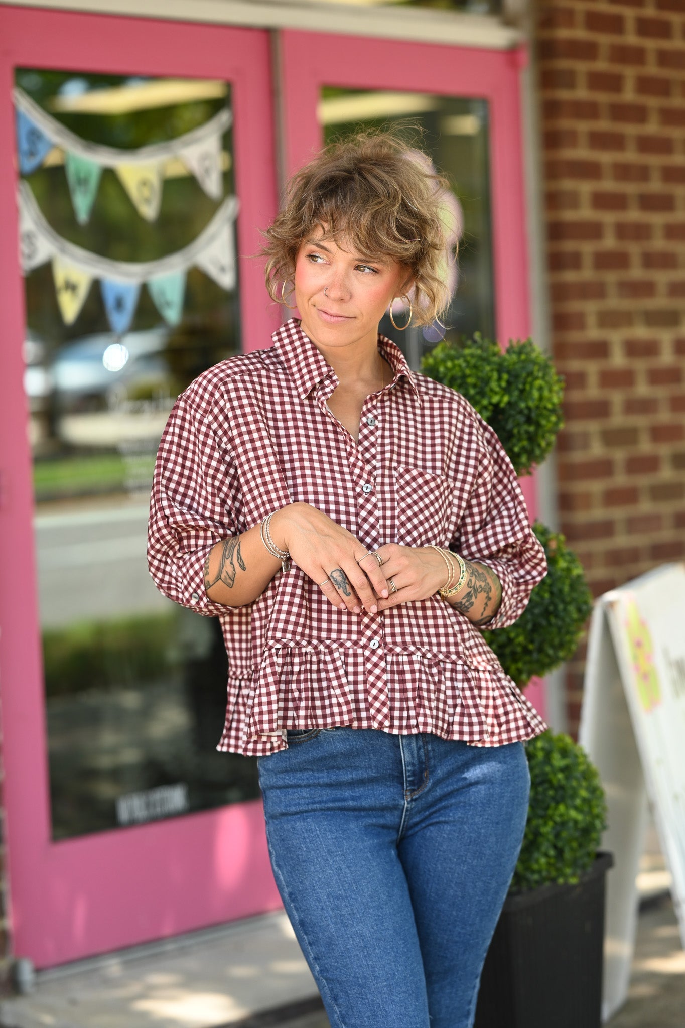Calla Red Bean Stripe Top - She Chester
