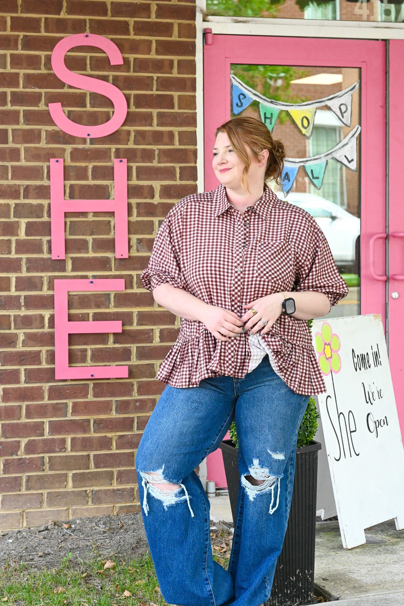 Calla Red Bean Stripe Top - She Chester