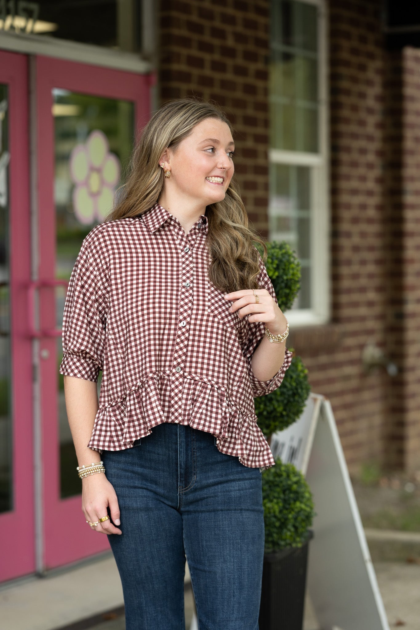 Calla Red Bean Stripe Top - She Chester