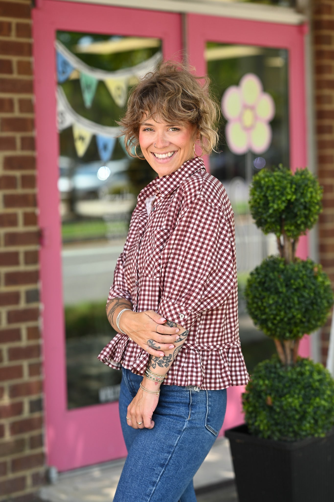 Calla Red Bean Stripe Top - She Chester