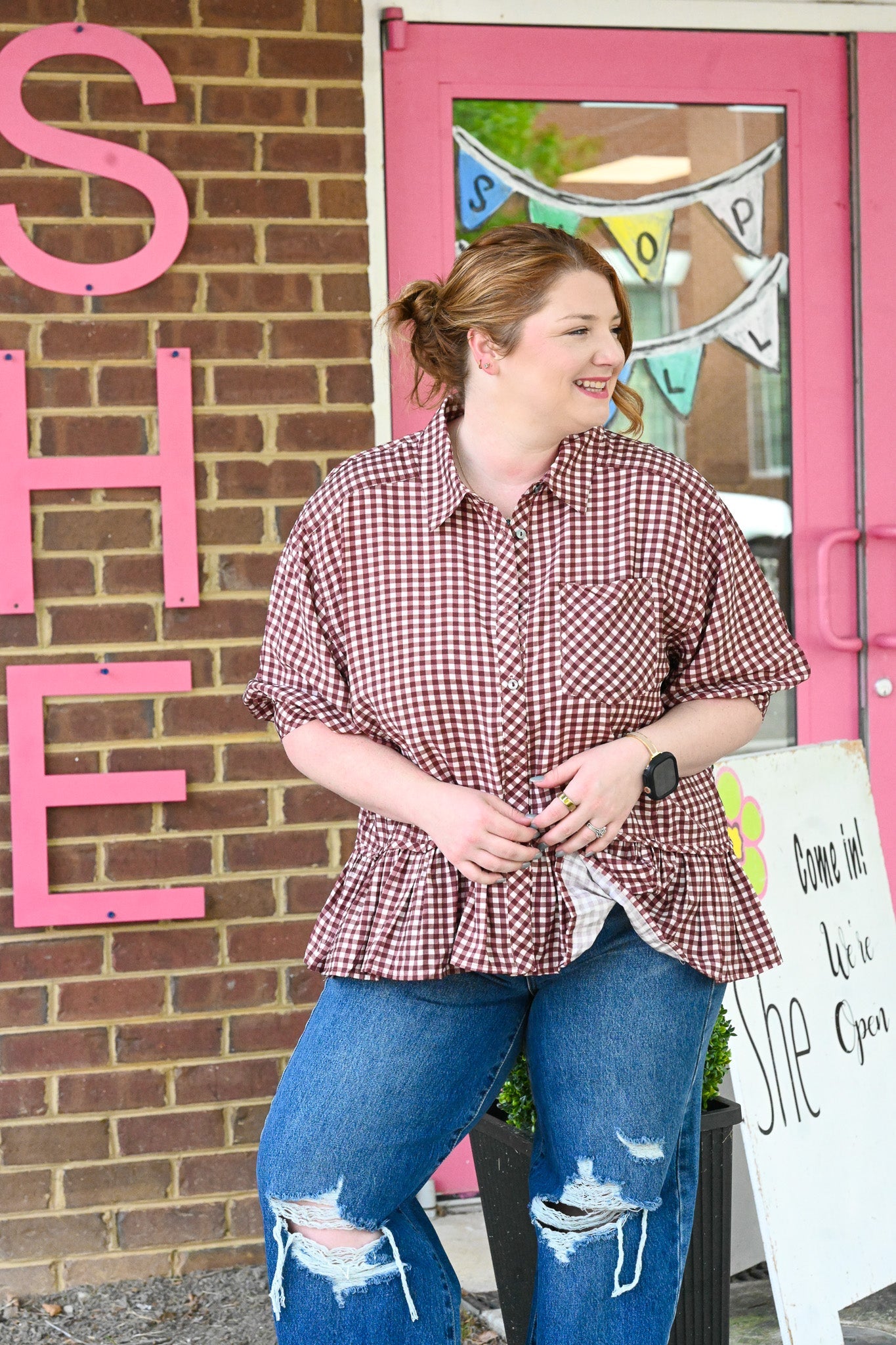 Calla Red Bean Stripe Top - She Chester