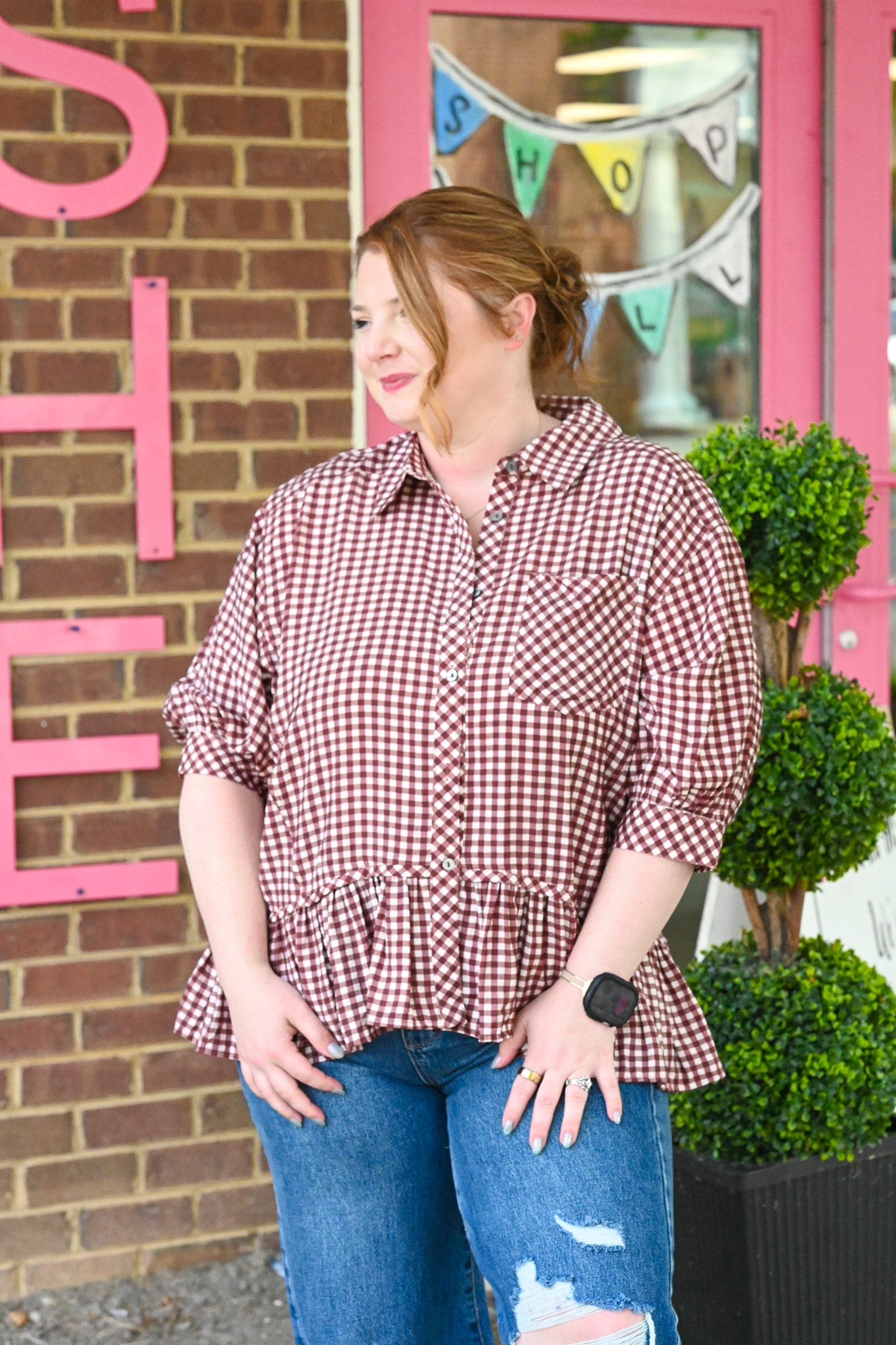 Calla Red Bean Stripe Top - She Chester