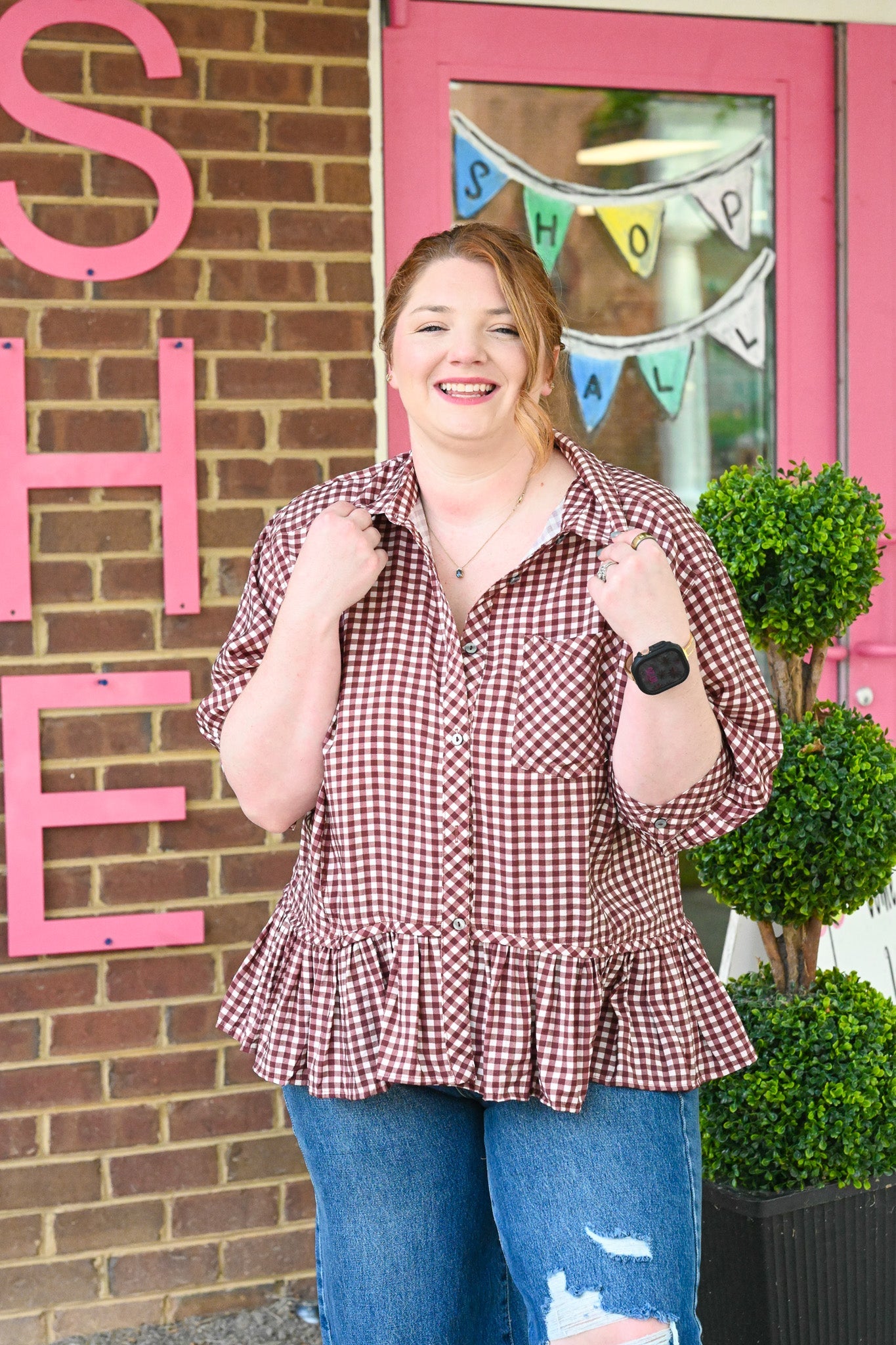 Calla Red Bean Stripe Top - She Chester