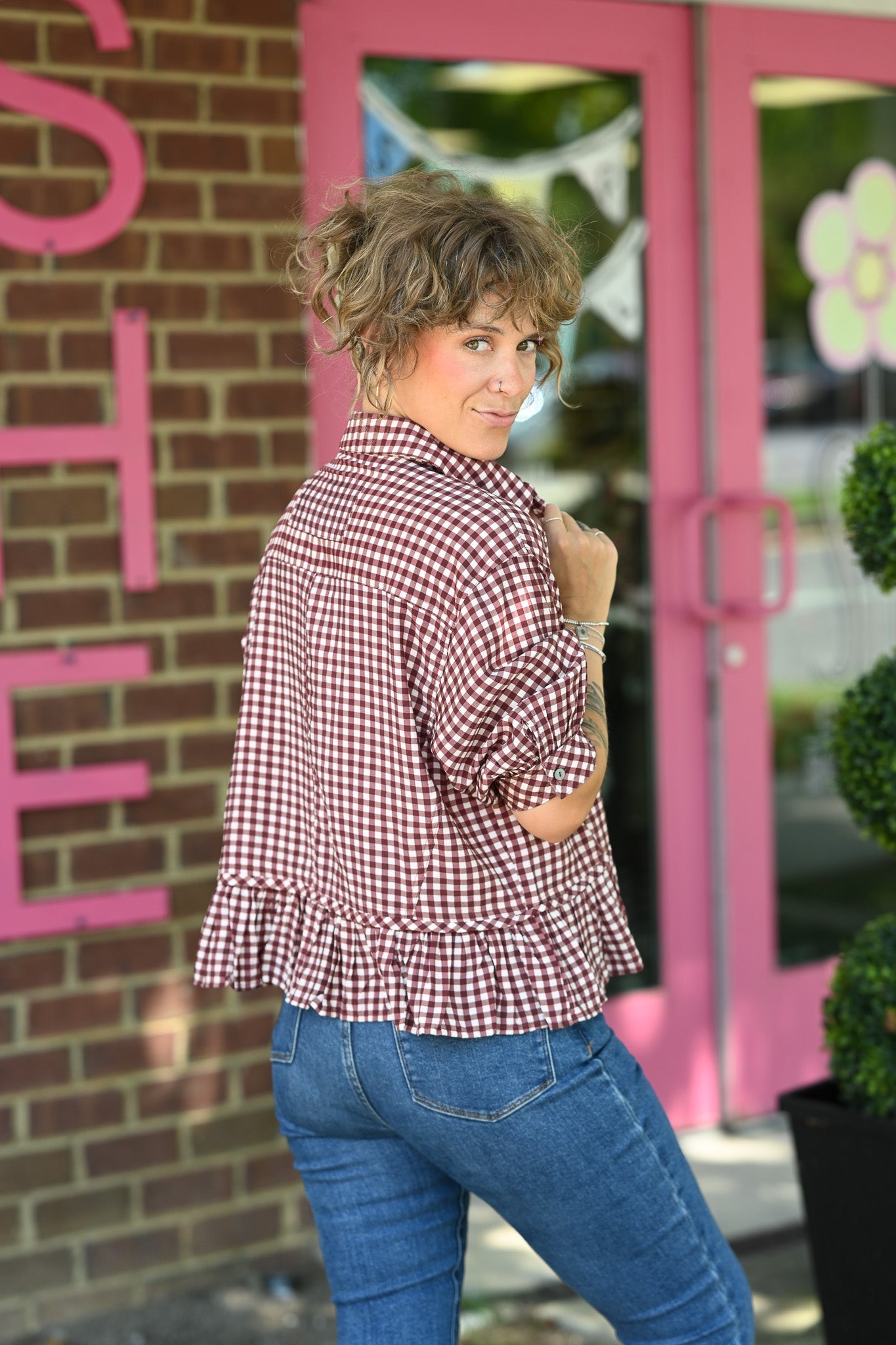 Calla Red Bean Stripe Top - She Chester