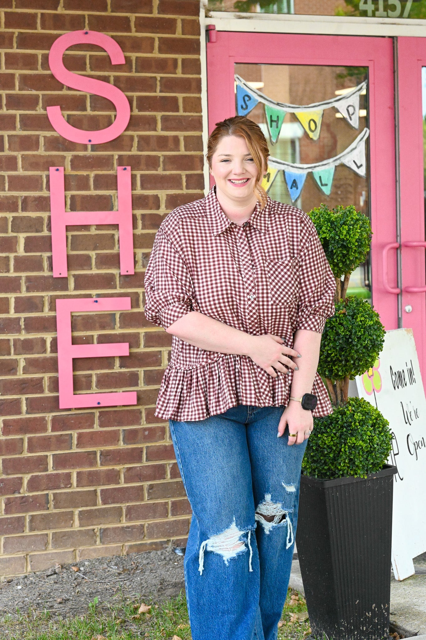 Calla Red Bean Stripe Top - She Chester