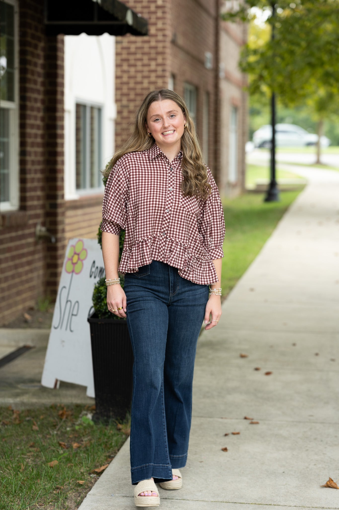 Calla Red Bean Stripe Top - She Chester
