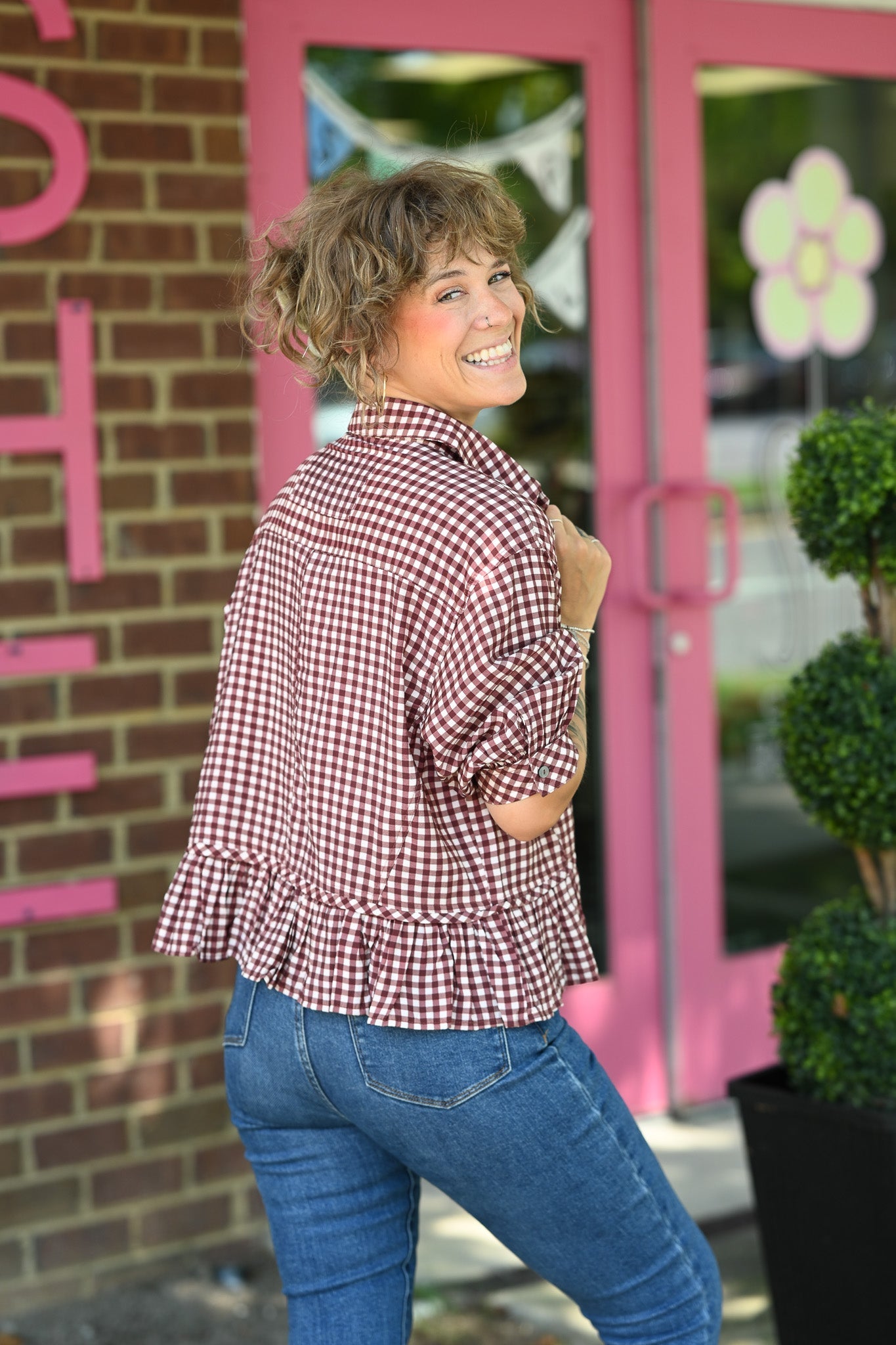 Calla Red Bean Stripe Top - She Chester