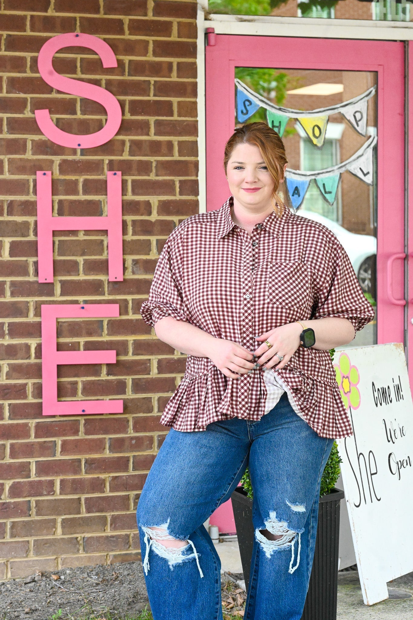 Calla Red Bean Stripe Top - She Chester