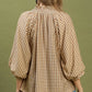 Callah Taupe Gingham Top - She Chester