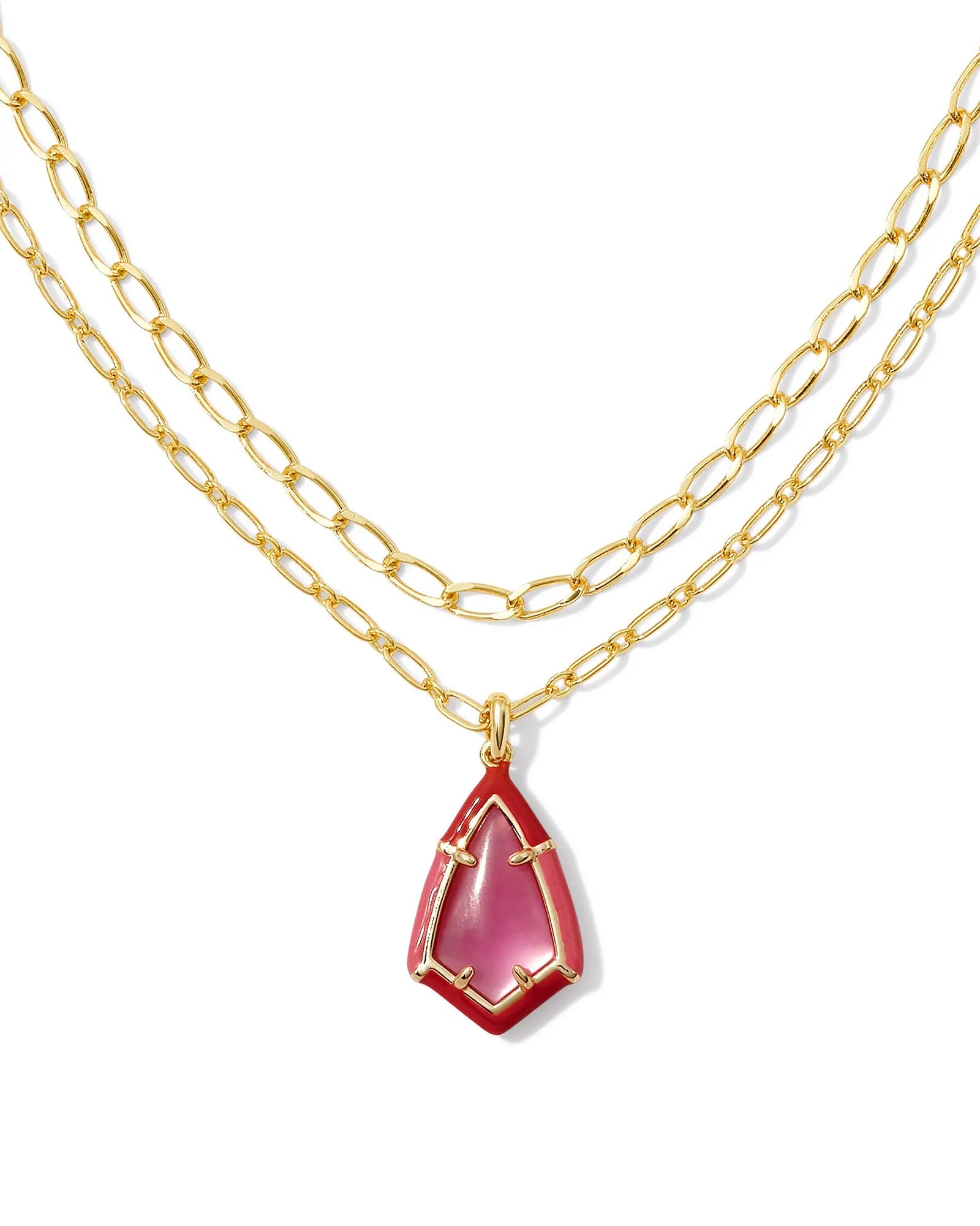 Camry Enamel Frame Multi Necklace Gold Azalea Illusion - She Chester