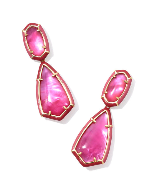 Camry Enamel Frame Stm Earring Gold Azalea Illusion - She Chester