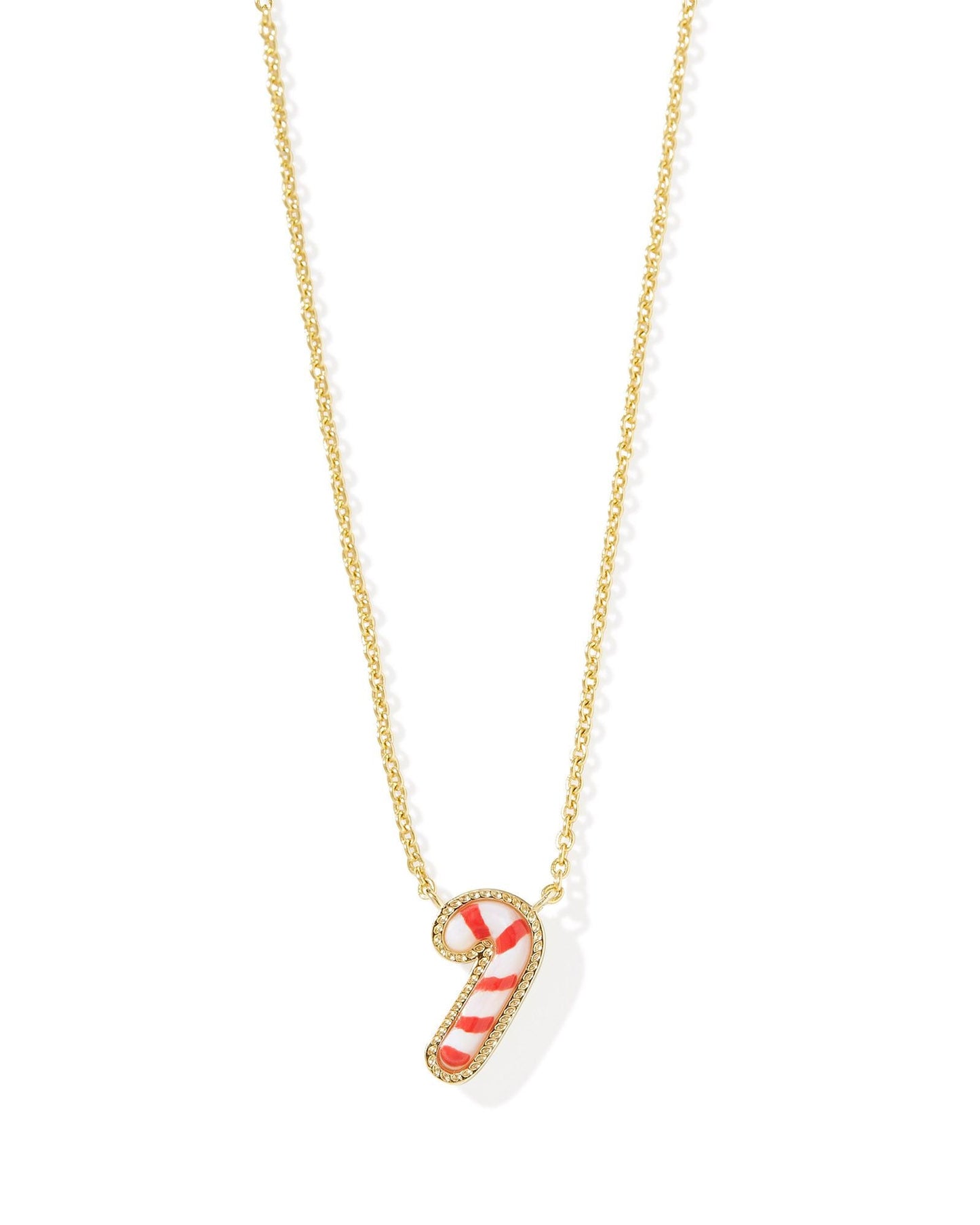 CANDY CANE SHORT PENDANT NECKLACE GOLD IVORY MOTHER OF PEARL - She Chester