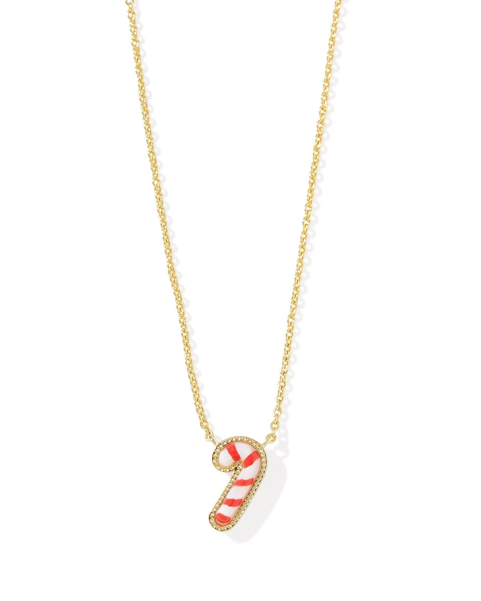 CANDY CANE SHORT PENDANT NECKLACE GOLD IVORY MOTHER OF PEARL - She Chester