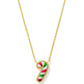 CANDY CANE SHORT PENDANT NECKLACEGOLD RED GREEN MIX - She Chester