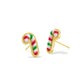 CANDY CANE STUD EARRINGS GOLD RED GREEN MIX - She Chester