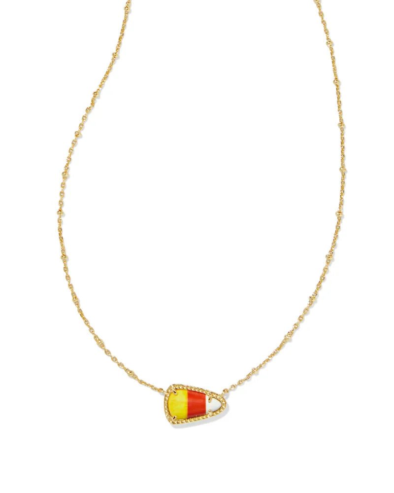 CANDY CORN SHORT PENDANT NECKLACE GOLD CANDY CORN MAGNESITE - She Chester