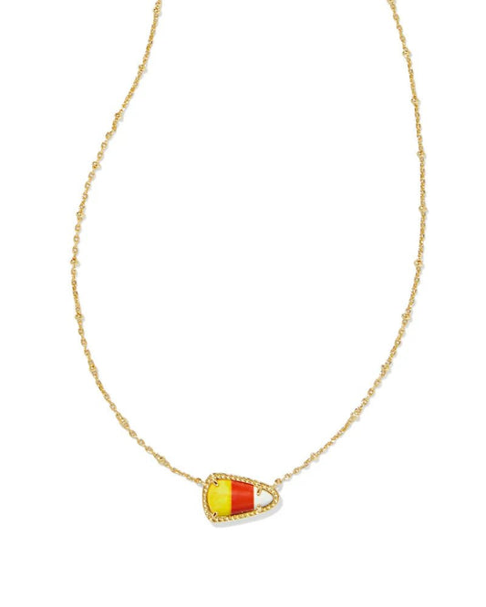 CANDY CORN SHORT PENDANT NECKLACE GOLD CANDY CORN MAGNESITE - She Chester