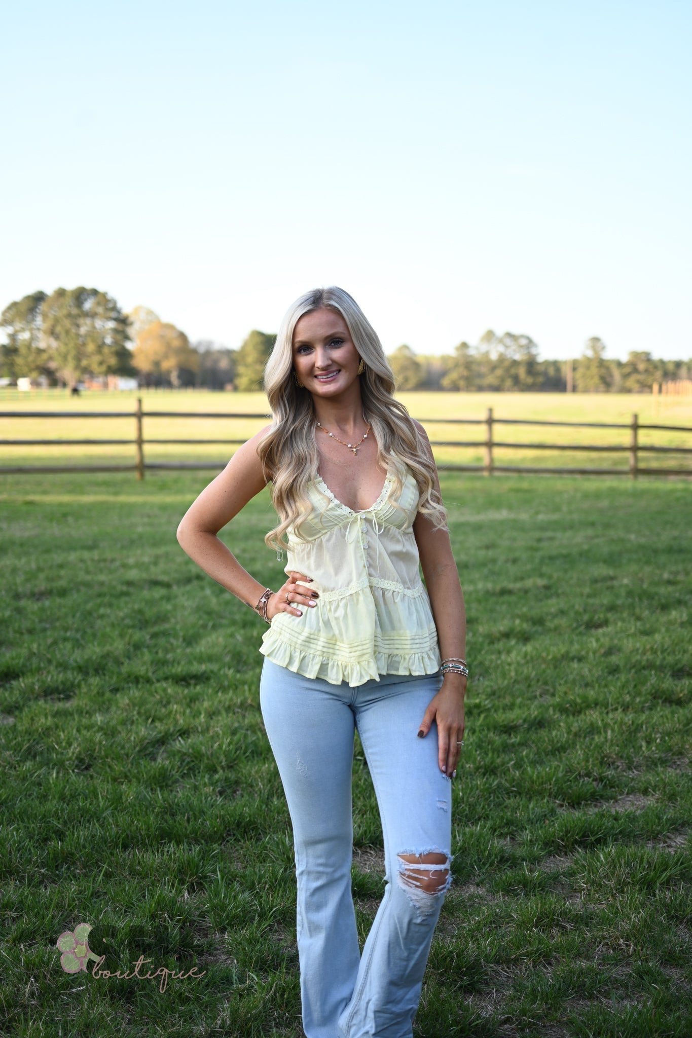 Cannon Butter Lace Trim Tank - She Chester
